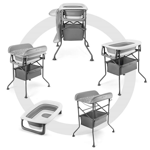 Baignoire bébé pliable avec table à langer multifonctionnelle 5-en-1