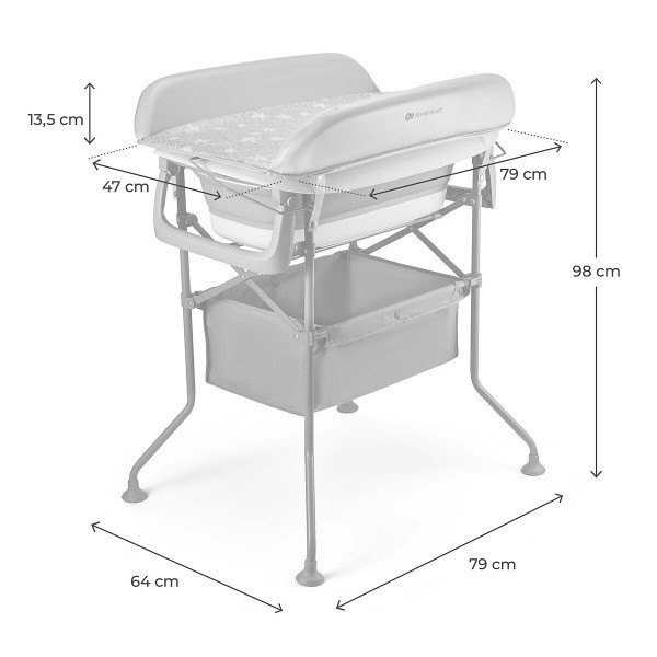 Baignoire avec table à langer sur support