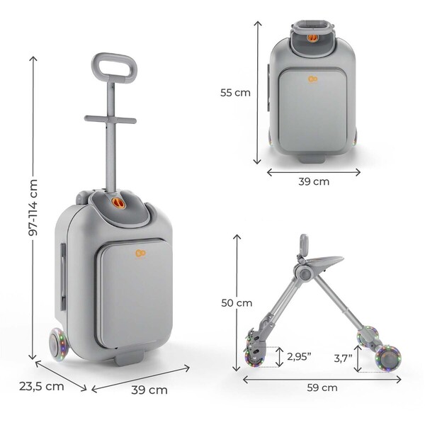 KinderKaft CABBY - Valise cabine enfant avec assise 2 en 1 dimentions