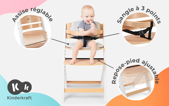 Kinderkraft Enock Chaise évolutive en bois et ses caractéristiques ergonomiques