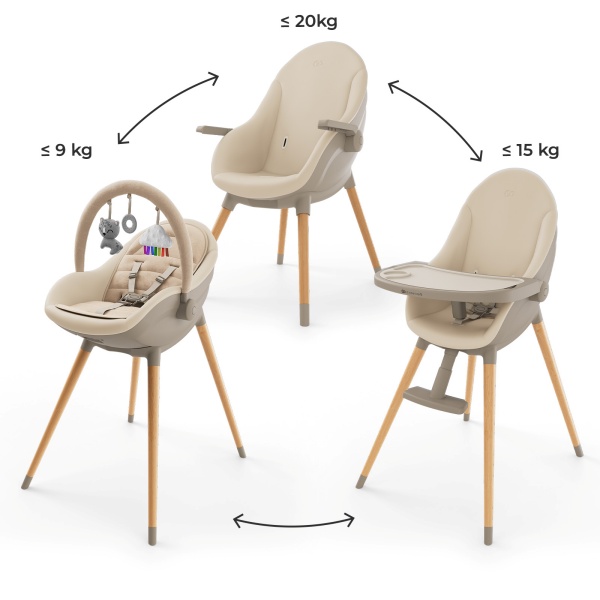 Kinderkraft FINI UP - Chaise haute 3-en-1 évolutive