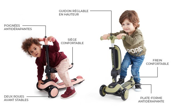 advantages Draisienne et trottinette à trois roues HALLEY