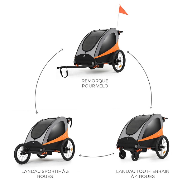 KinderKraft NAVA - Remorque Vélo Enfant 3en1