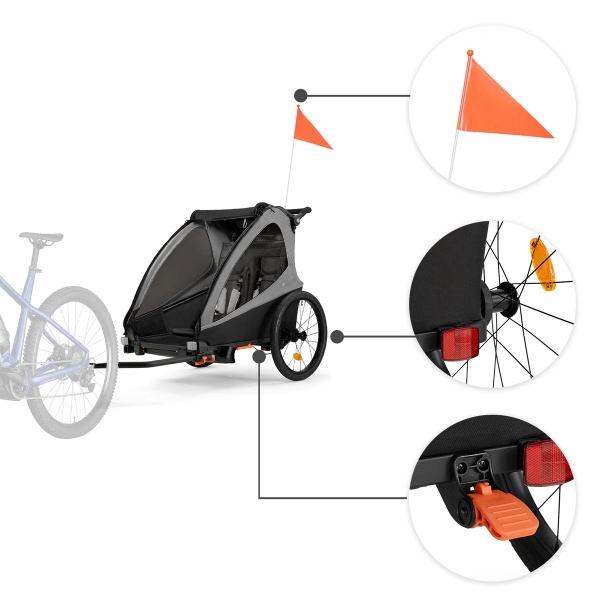 KinderKraft Nava Walk - 2en1 Remorque vélo enfant + Poussette