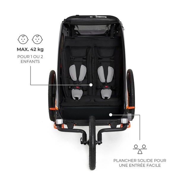 Remorque vélo 3-en-1 NAVA - Conçue pour un ou deux enfants