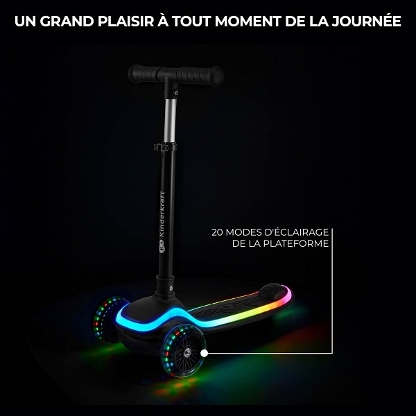 KinderKraft RAKET Trottinette à trois roues à LED