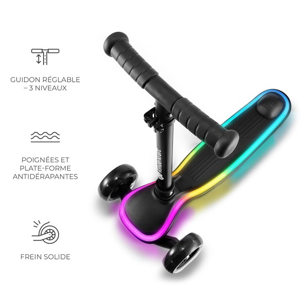 KinderKraft RAKET Trottinette à trois roues à LED