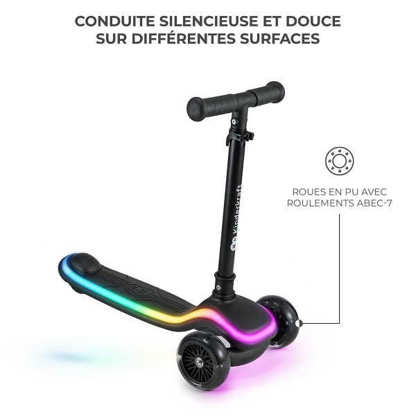 KinderKraft RAKET Trottinette à trois roues à LED