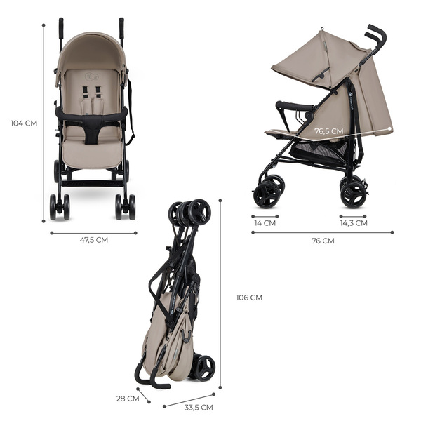 Dimensions KinderKraft TIK - Poussette parapluie légère