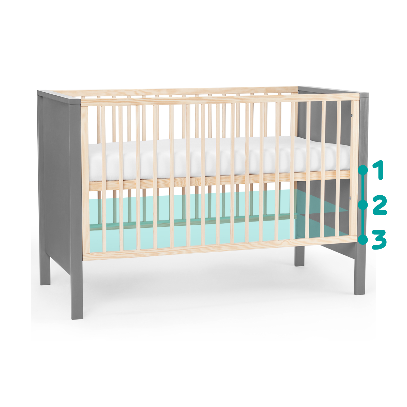 Kinderkraft Mia Lit Bebe En Bois Evolutif Couleur Gris Kinderkraft Lit Sans Matelas