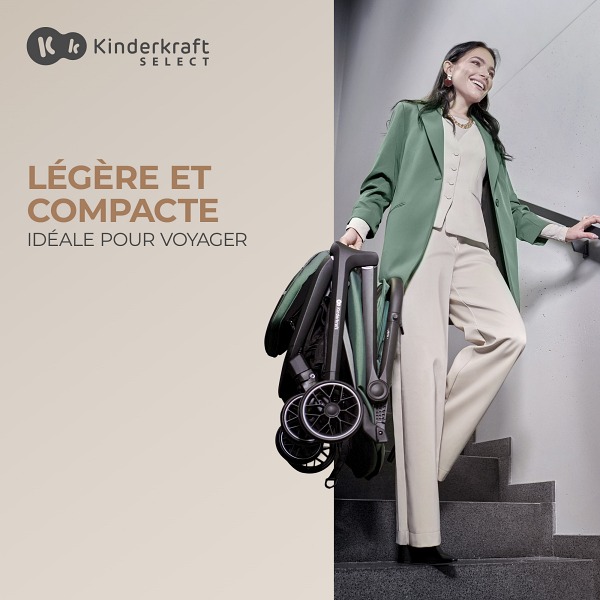 Poussette Kinderkraft NUBI 3 - Jusqu'à 22 Kg, Pliage Automatique, Capote UPF 50+ - Poids 8,7 Kg