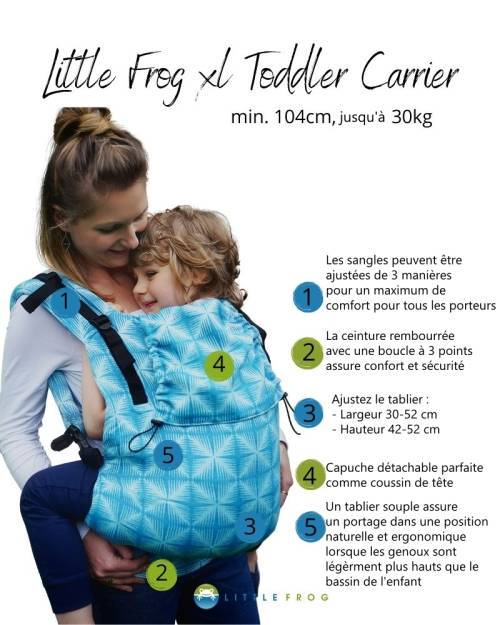 Porte bébé 2-5 ans Little Frog / Toddler XL | Bleu