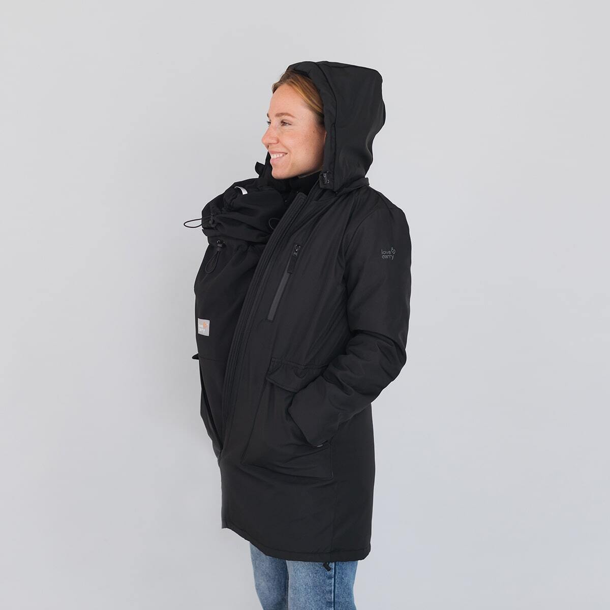 Love & Carry Couverture de portage toutes saisons en softshell noir portage avec un manteau