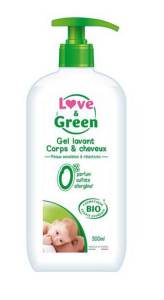 gel lavant corps et cheveux love and green