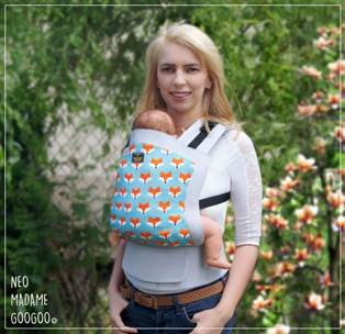 porte-bébé physiologique Madame Googoo Print Neo babysize fox parade