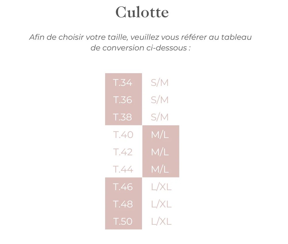 Guide des tailles
