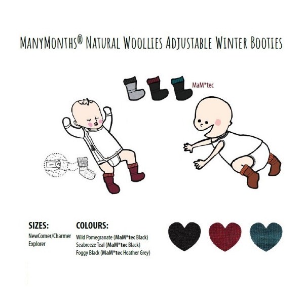 Coloris hiver 2025/2026  Manymonths Chaussons de portage d'hiver imperméables en laine et softshell MAM*tec