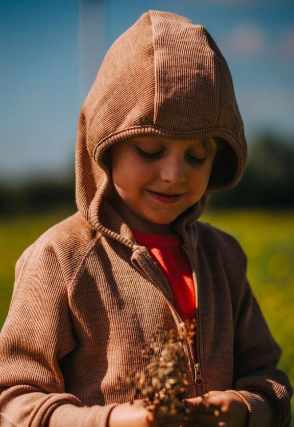 Manymonths Gilet à zip et capuche en laine mérino