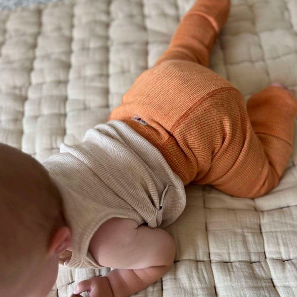 ManyMonths Longies - Legging réversible en laine mérinos Tangerine Marmalade/Elephant Grey