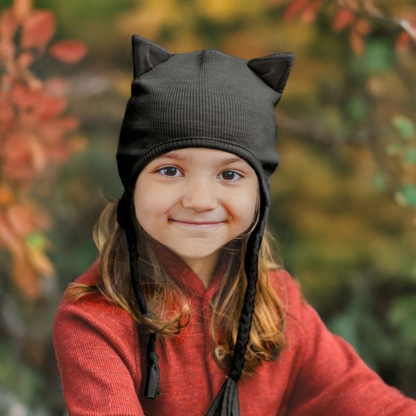 ManyMonths Kitty Beanie UNiQUE - Bonnet Chat en laine mérinos noir