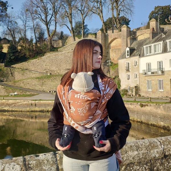 Naturiou Botanie Caramel - Écharpe de Portage Tissée en Jacquard