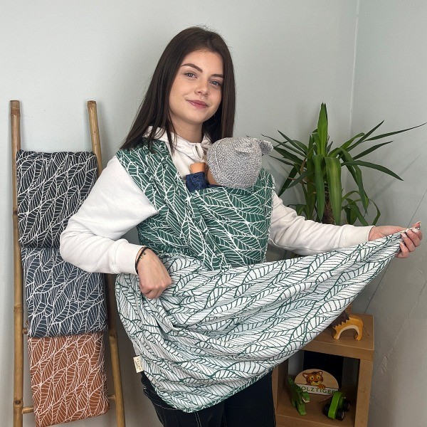 Naturiou Millefeuilles Émeraude - Écharpe de Portage Tissée en Jacquard