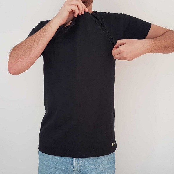 Naturioù T-shirt peau-à-peau pour homme zippé