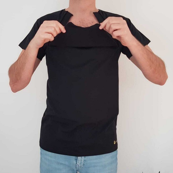 Naturioù T-shirt peau-à-peau pour homme zippé