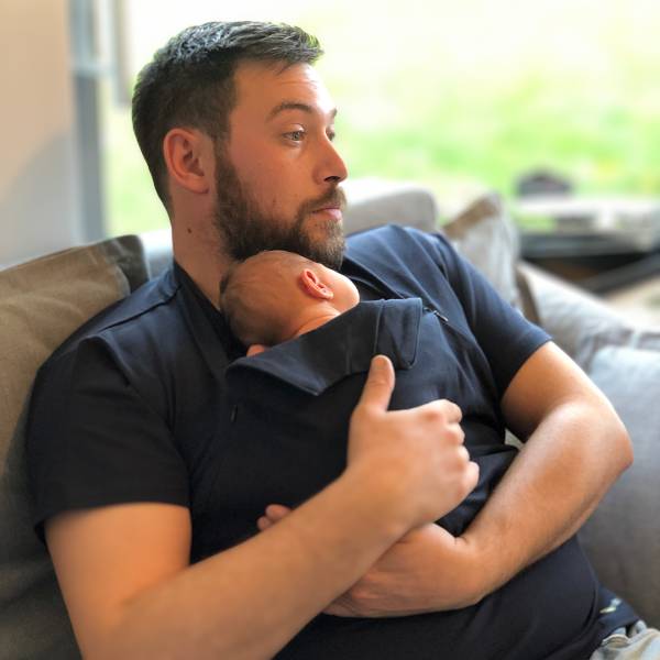 HEGZA T-Shirt Kangourou Peau à Peau Pour Papa Et Maman - Porte-Bébé Confortable Sans Manches Pour Nouveau-Né