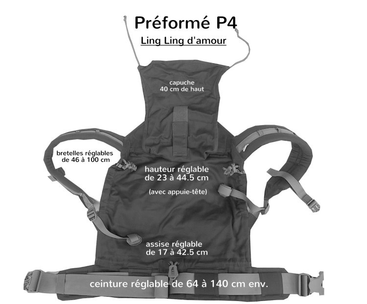 Porte-bébé physiologique P4 LLA, dimensions