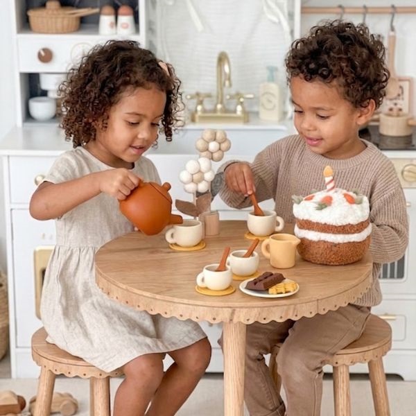 Dinette service à thé beige