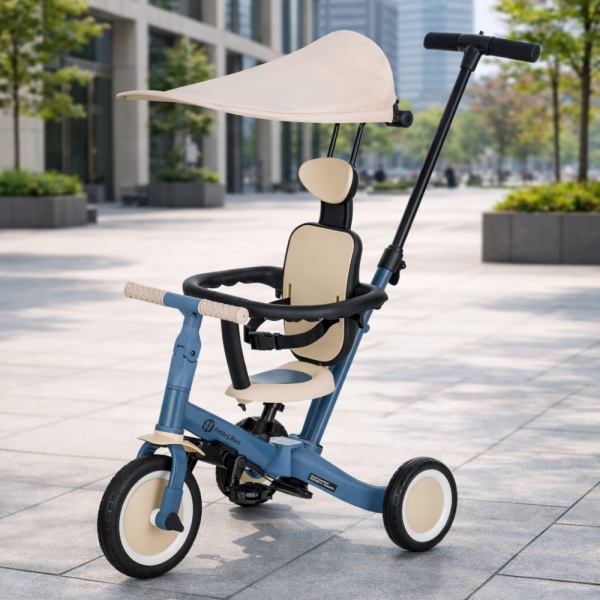 Petite&Mars - Turbo Plus - Tricycle Enfant Multifonctionnel 5en1 bleu