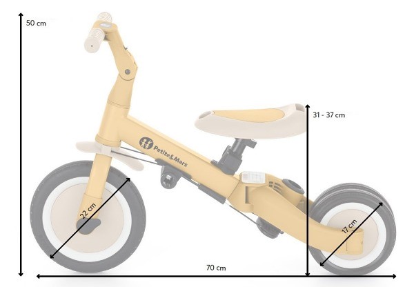 Petite & Mars - Turbo - Tricycle Enfant Multifonctionnel 5en1 - dimensions