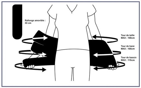 Physiomat - Hobby - Gaine de soutien enceinte et post partum dimentions