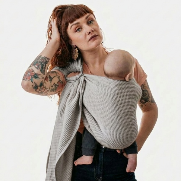 Naturioù Ring Sling Gaufré Gris Clair