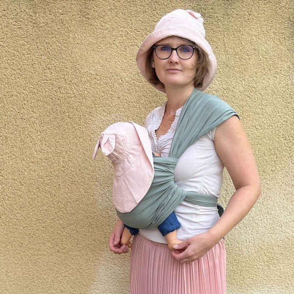 Naturioù Simply Wrap Vert Amande - Écharpe de portage tissée - nouage hanche poppin's hip carry