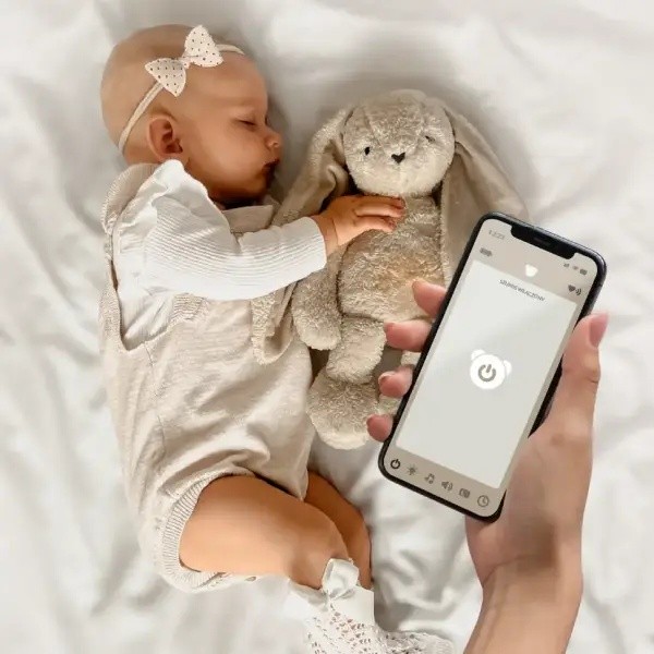 MyHummy Lapin Beige 7 en 1 APP - Peluche à Bruits Blancs  Aide au Sommeil Bébé