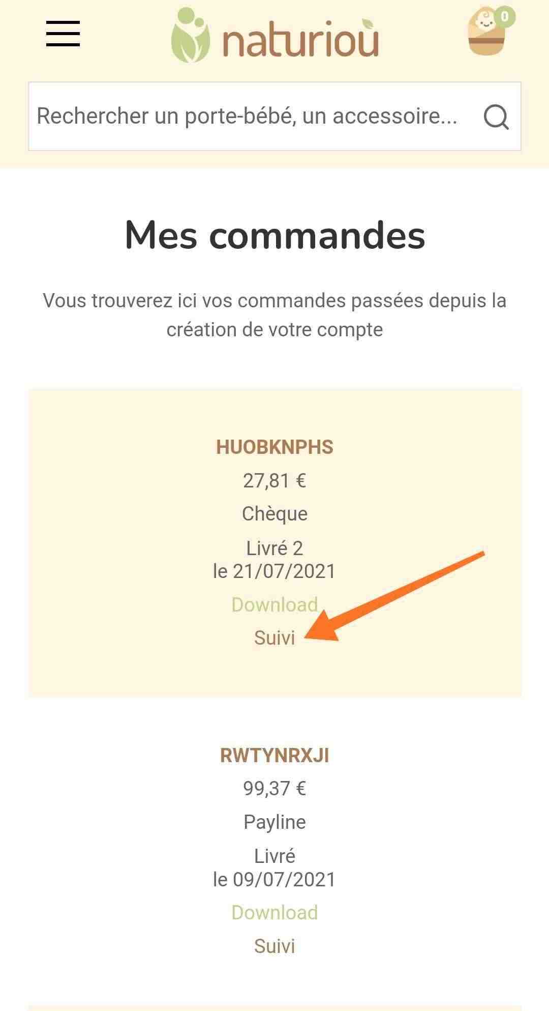Détail historique commandes