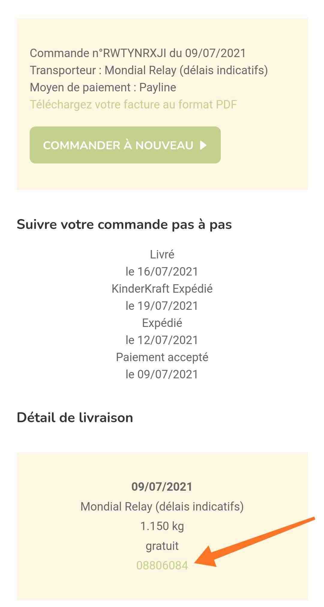 Détail commande