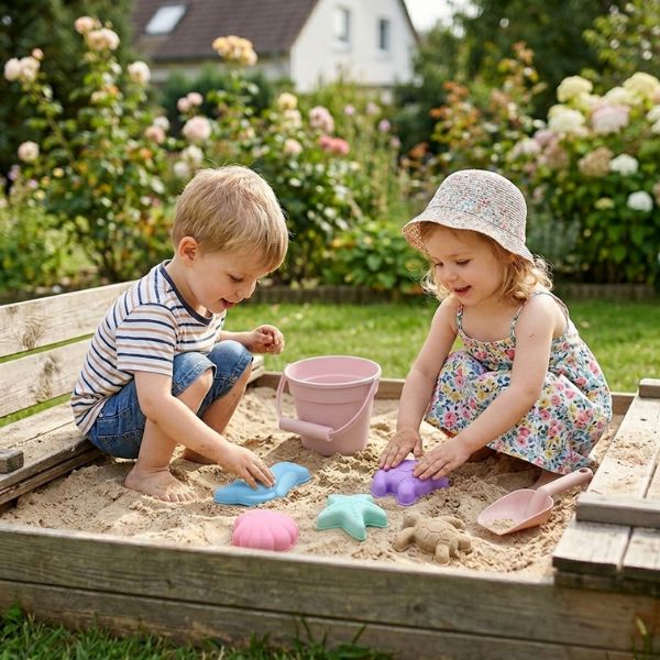 Seau rose Petikids dans le bas à sable